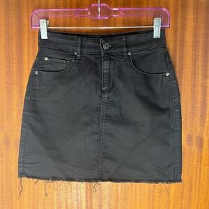 Black Stretch Denim Mini Skirt